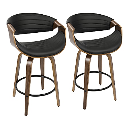 LumiSource Symphony Counter Stools, Walnut/Black, Set Of 2 Stools