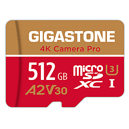 Dane-Elec Gigastone 4K Class10 U3 A2 V30 Camera Pro MicroSDXC Card, 512GB