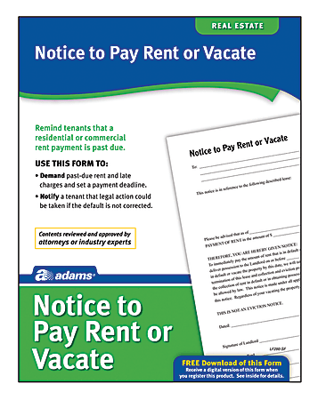 Adams® Notice To Pay Rent Or Quit