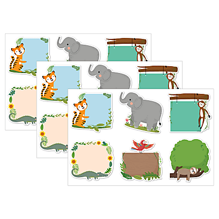 Creative Teaching Press Designer Cut-Outs, 6", Jungle Friends, 36 Cut-Outs Per Pack, Bundle Of 3 Packs