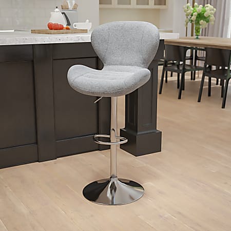 Flash Furniture Contemporary Adjustable Fabric Bar Stool, Gray