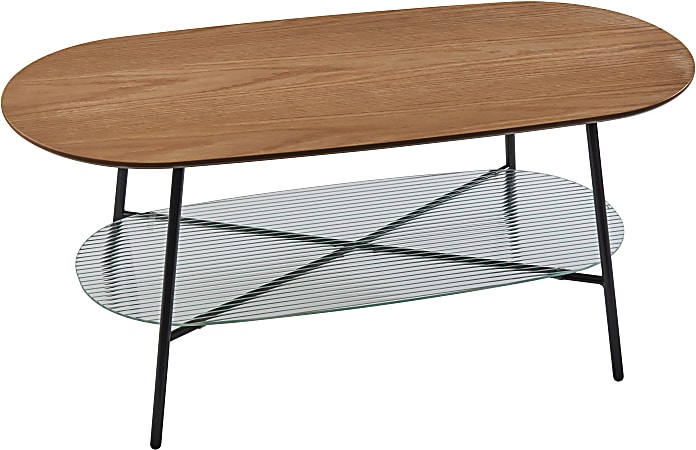 Adesso® Diane Coffee Table, 17-3/16”H x 39-3/4”W x 17-5/8”D, Black/Natural Oak