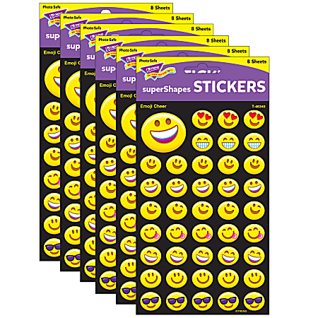 Trend superShapes Stickers Emoji Cheer 336 Stickers Per Pack Set Of 6 Packs  - Office Depot