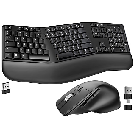 Delton KB200 &amp; S18 Ergonomic Wireless Battery Keyboard And Mouse Set, Black, Total Qty 1