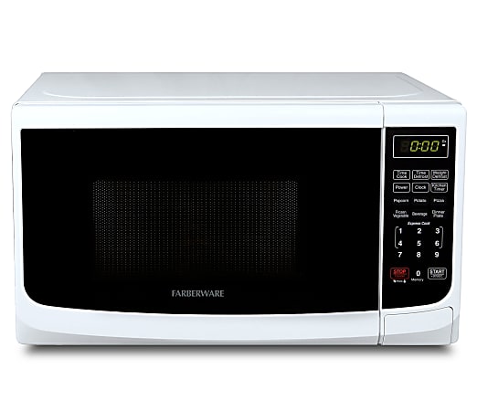 Farberware 900W Countertop Microwave Oven With LED Lighting And Child Lock, 0.9 Cu. Ft., White