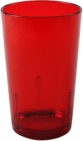Cambro Del Mar Styrene Tumblers, 12 Oz, Ruby Red, Pack Of 36 Tumblers