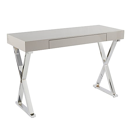 LumiSource Luster Contemporary Console Table, Gray/Chrome