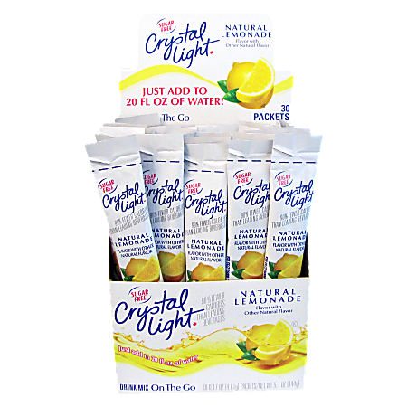 Crystal Light® On The Go Mix Sticks, Lemon, Box Of 30 Packets