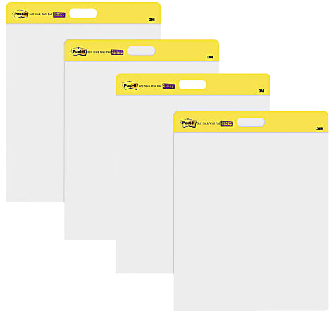 Post-it Super Sticky Easy Pads, 20 in x 23 in, 4 Pads, 20 Sheets/Pad, Great for Virtual Teachers and Students, Yellow