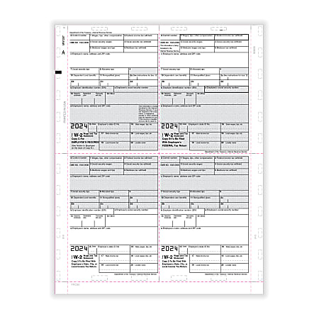 ComplyRight® W-2 Tax Forms, Pressure Seal, 4-Up (Box Format), Copies B, C, 2 Or Extra Copy, EZ-Fold Simplex, Laser, 14", Pack Of 500 Forms