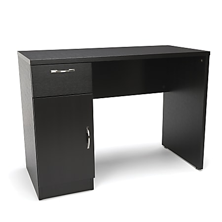 Essentials By OFM Single-Pedestal Solid Panel Desk With Cabinet, Espresso