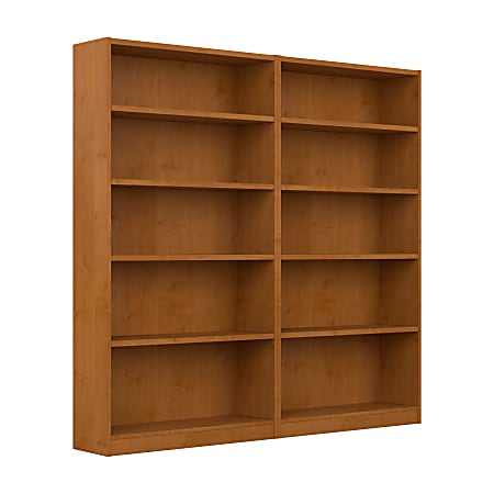 Bush® Furniture Universal 72"H 5-Shelf Bookcases, Natural Cherry, Set Of 2 Bookcases, Standard Delivery