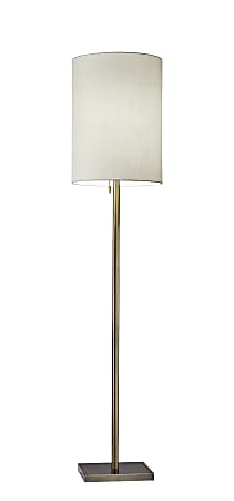 Adesso® Liam Floor Lamp, 60-1/2"H, Light Beige Shade/Antique Brass