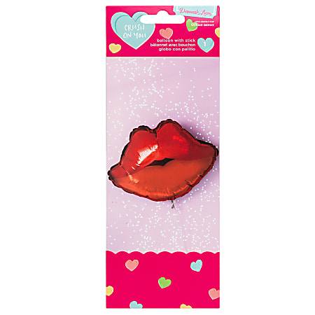 American Crafts Damask Love Valentine's Day Lip Kiss Balloon, 18" x 12", Red