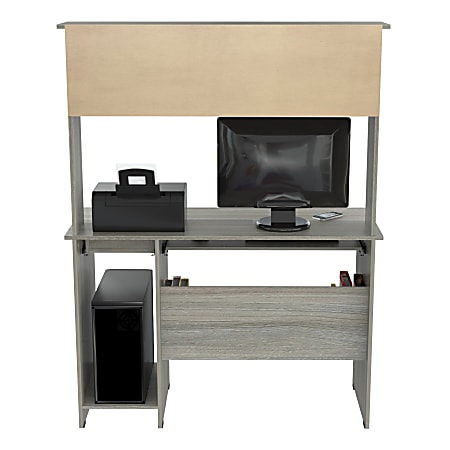 Inval 48 W Computer DeskWorkcenter With Hutch Smoke Oak Office Depot