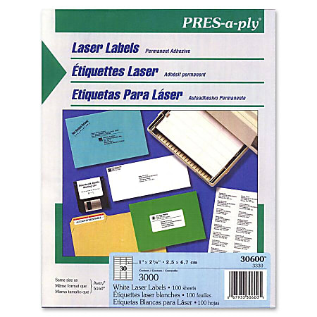 6000 Laser/Ink Jet Labels 1 x 2 5/8"  30up Address Compatible with # A5260 