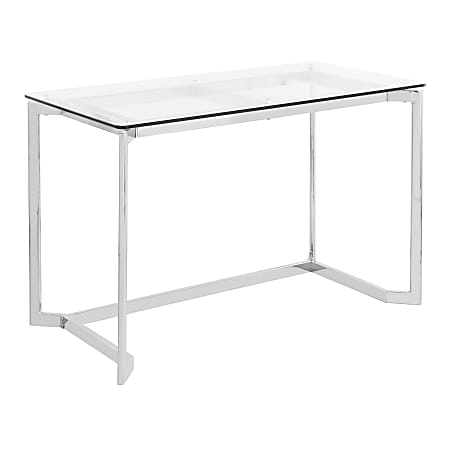 LumiSource Masters 48"W Office Computer Desk, Mirrored Chrome/Clear