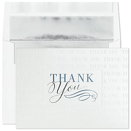 Custom Embellished All Occasion Cards And Foil Envelopes, 7-7/8" x 5-5/8", Subtle Thank You, Box Of 25 Cards