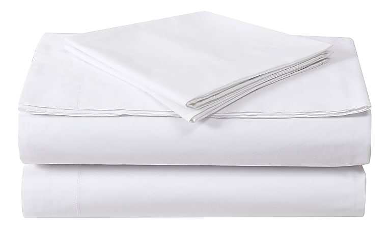 1888 Mills Lotus Extra-Wide Twin Flat Sheets, 72"x 120", White, Case of 24