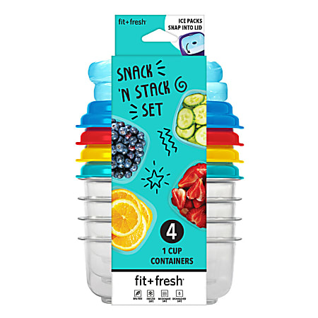Fit & Fresh Snack N Stack 10-Piece Set, Assorted Colors