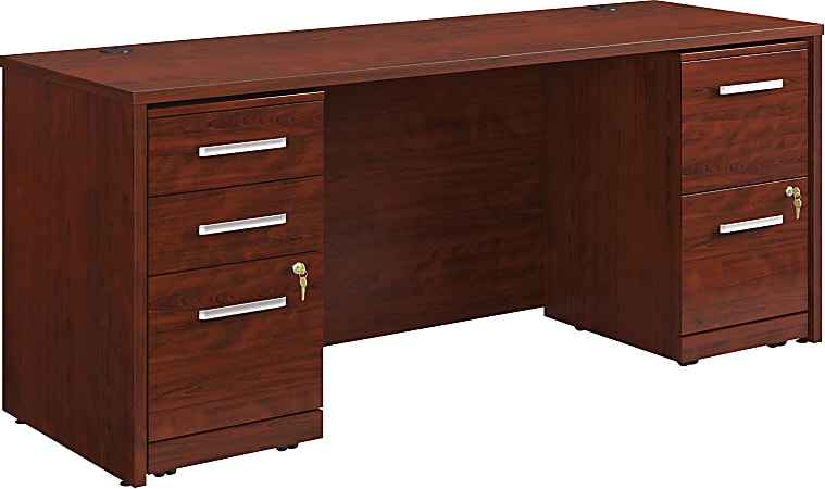 Sauder® Affirm Collection Executive Desk With 2-Drawer Mobile Pedestal File And 3-Drawer Mobile Pedestal File, 72”W x 24"D, Classic Cherry