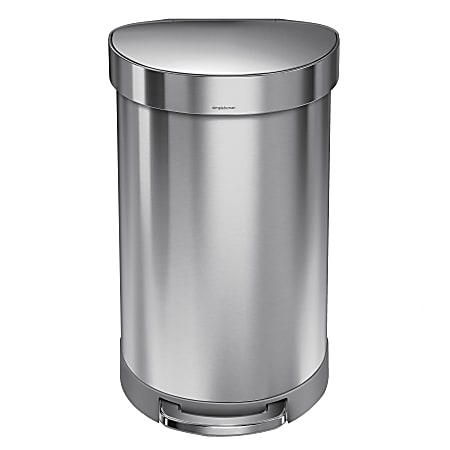 14.5 Gallon Trash Can Stainless Steel Semi-Round Kitchen Trash Can - Silver