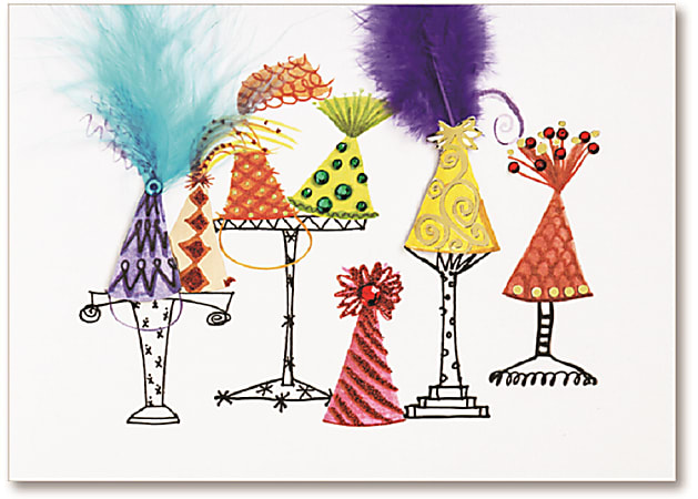 Viabella Birthday Greeting Card With Envelope, Birthday Hats, 5" x 7"