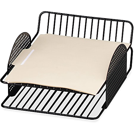 Fellowes Perf-ect™ Double Letter Tray - 2 Tier(s) - 4.9" Height x 9.6" Width x 12.6" Depth - Desktop - Black - Metal - 1Each