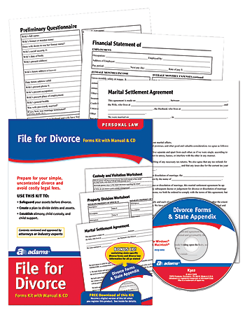 adams divorce kit office depot