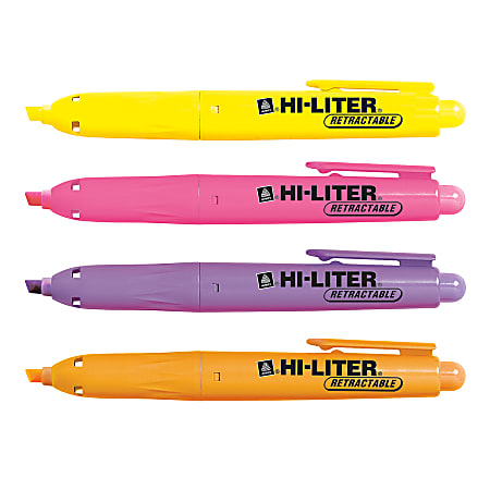 Avery® Hi-Liter® Retractable Pen-Style Highlighters, Assorted, Pack Of 4