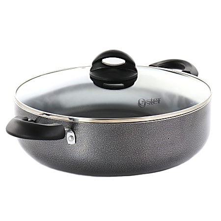 Oster Clairborne Aluminum Nonstick Everyday Pan, 6 Qt, Gray