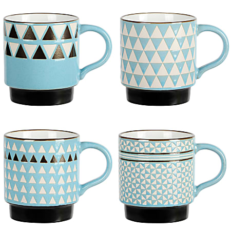 Mr. Coffee Prime Valley 4-Piece Stackable Coffee Mug Set, 15 Oz, Assorted Colors