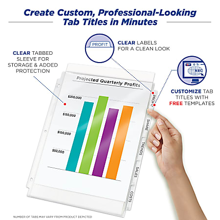 Avery Sheet Protector Dividers For 3 Ring Binders With Easy Print 8 12