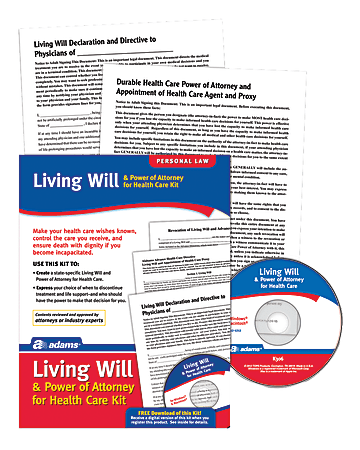 1-Pack K306 Adams Living Will and Power of Attorney for Healthcare Kit ,White Includes CD Forms and Instructions 