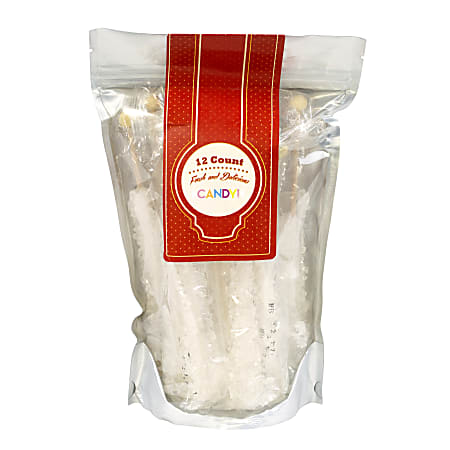 Espeez Rock Candy Sticks, Clear White, Bag Of 12