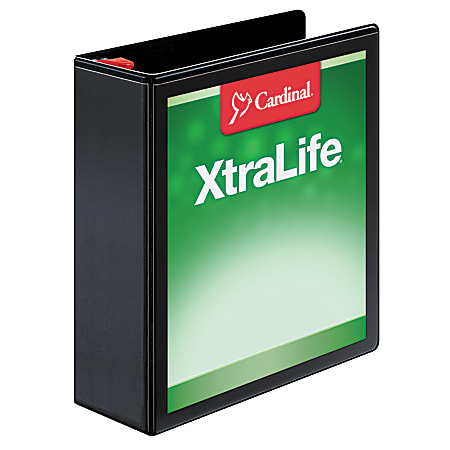 Cardinal® XtraLife™ Locking Slant-D® Ring 3-Ring Binder, 3" D-Rings, 55% Recycled, Black