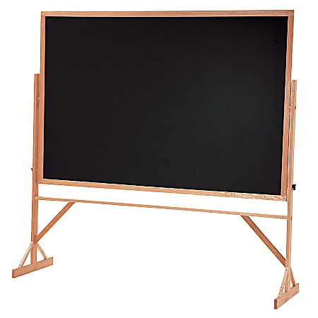 Quartet® Reversible Easel Black Chalkboard, 48" x 72", Oak Hardwood Frame