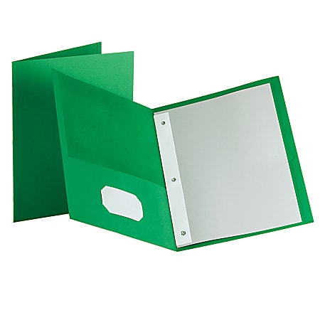 Oxford™ Twin-Pocket Portfolio With Fasteners, Green, Pack Of 10