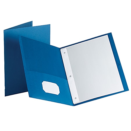 Oxford™ Twin-Pocket Portfolio With Fasteners, Medium Blue, Pack