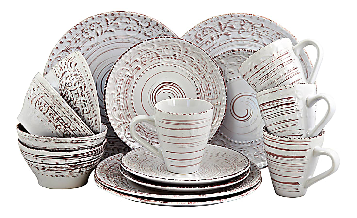 Elama 16-Piece Stoneware Dinnerware Set, Malibu Sands