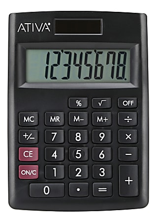 Ativa® 8-Digit Desktop Calculator, Black