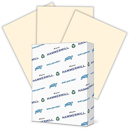 Hammermill Colors Recycled Copy Paper - 96 Brightness - Letter - 8 1/2" x 11" - 24 lb Basis Weight - Smooth - Sustainable Forestry Initiative (SFI) - Jam-free, Acid-free - Ivory - 500 / Ream