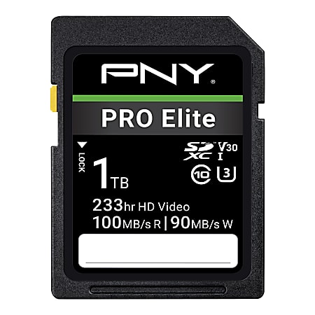 PNY PRO Elite Class 10 U3 V30 SD Flash Memory Card, 1TB