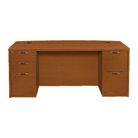 HON® Valido™ Full-Pedestal Bow-Front Desk, Bourbon Cherry