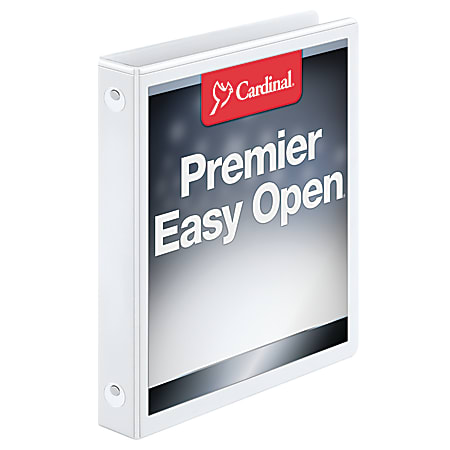 Cardinal® Freestand™ Easy-Open ClearVue™ Locking 3-Ring Binder, 1" Round Rings, 44% Recycled, White