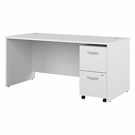 Bush Business Furniture Studio C 66"W Office Computer Desk With 2-Drawer Mobile File Cabinet, White, Standard Delivery
