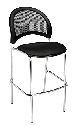 OFM Moon Café-Height Fabric Chairs, 45"H x 22"W x 23"D, Black, Set Of 2