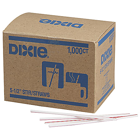 Dixie® Stir Sticks, White/Red, Box Of 1,000