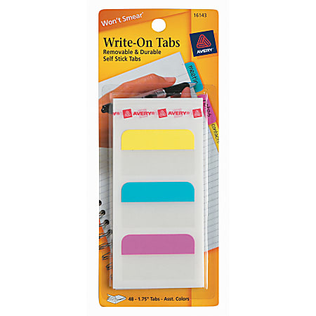 Avery® Write-On™ Tabs, 1 3/4", Multicolor, Pack Of 48