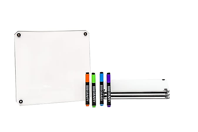 McSquares With Markers, And Magnetic, Dry-Erase Panel, 11 1/4"H x 11 1/4"W x 1"D, Pack Of 4 McSquares